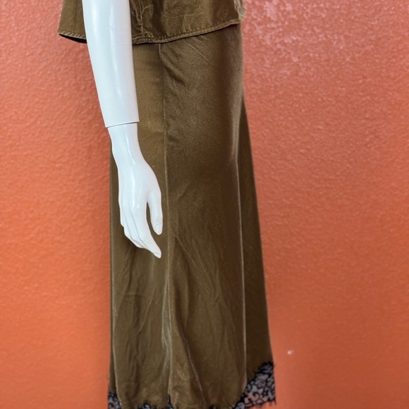 House Of Harlow Lace Trimmed Velour Spaghetti Strap Top/Skirt Olive Size ML E72 - Picture 7 of 15